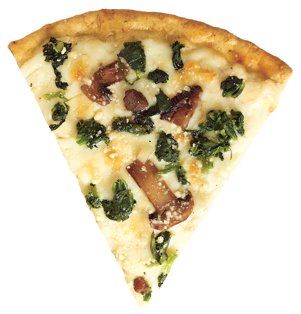 Spinach & Roasted Mushroom Pizza with Hemp Seed Crust Pizza Slice
