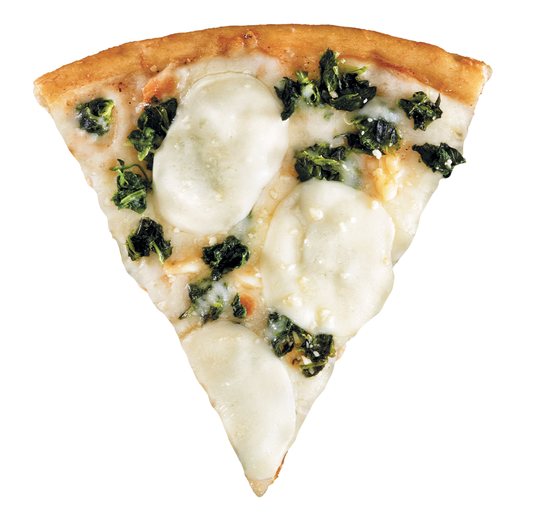 Spinach with Garlic Creme Fraiche Sauce Pizza Slice